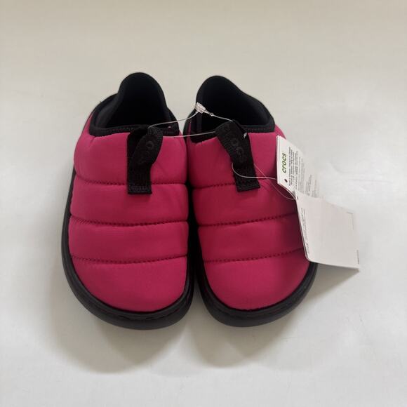 NEW Crocs Classic Puff Moc Slip Moccasin Dragon Fruit Kids Youth Girls 13 CHILD - Picture 1 of 9